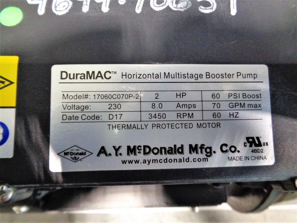 A.Y. McDonald DuraMAC Simplex Booster Pump System 17060C070PC2-S